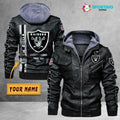 Las Vegas Raiders VITC9034 – Premium & Ultra-Thick Leather Jacket with Fleece Hood