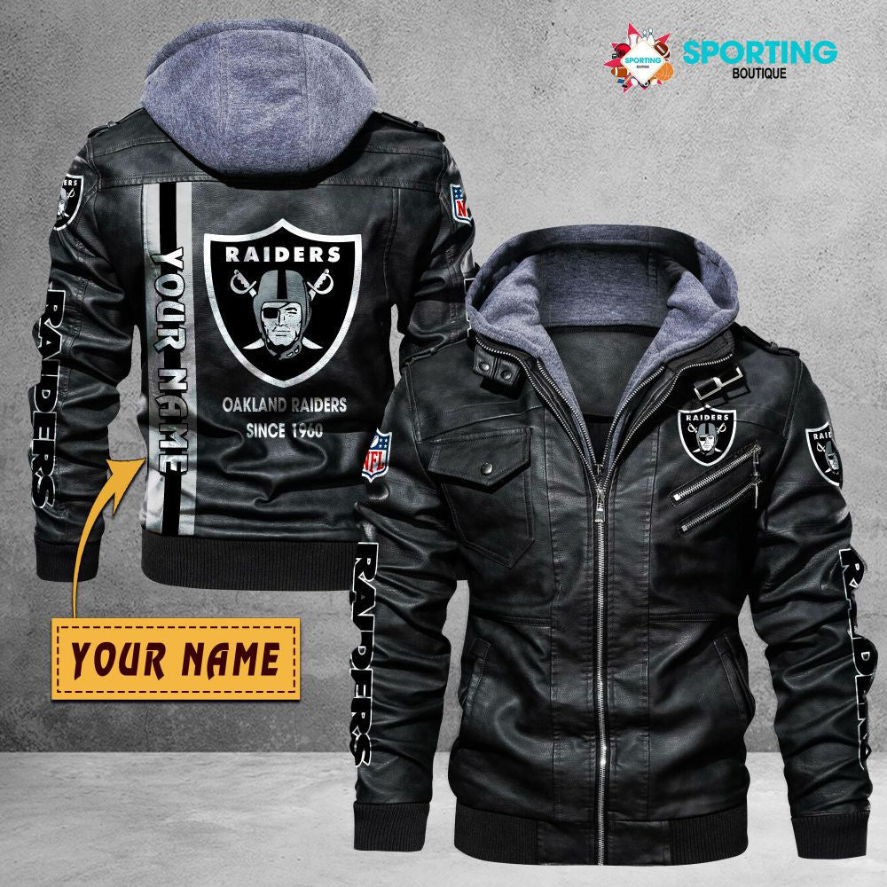 Las Vegas Raiders VITC9034 – Premium & Ultra-Thick Leather Jacket with Fleece Hood