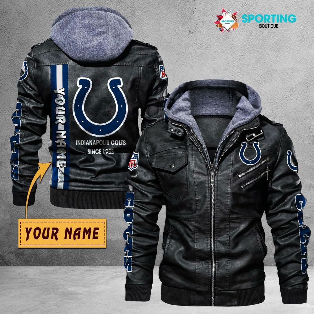 Indianapolis Colts VITC9023 – Premium & Ultra-Thick Leather Jacket with Fleece Hood