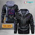 New York Giants VITC9032 – Premium & Ultra-Thick Leather Jacket with Fleece Hood