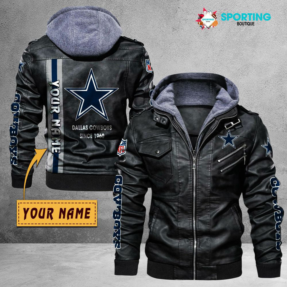 Dallas Cowboys VITC9018 – Premium & Ultra-Thick Leather Jacket with Fleece Hood