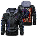 New York Giants HVKC171 - Premium & Ultra-Thick Leather Jacket with Fleece Hood
