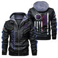 New York Giants HVKC455 - Premium & Ultra-Thick Leather Jacket with Fleece Hood