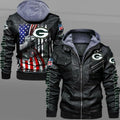 Green Bay Packers HVKC7060 - Premium & Ultra-Thick Leather Jacket with Fleece Hood