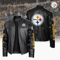 Ultra-Premium Leather Jacket Dual Zip Chest— Pittsburgh Steelers SPTSLJ027