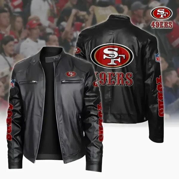 Ultra-Premium Leather Jacket Dual Zip Chest— San Francisco 49ers SPTSLJ026