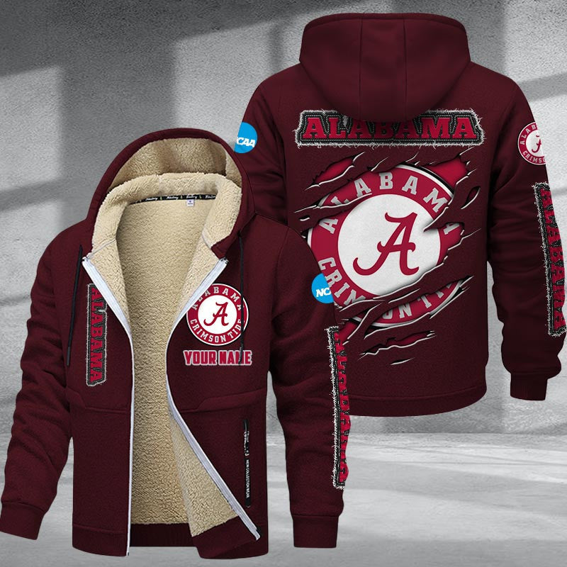 Alabama Crimson Tide DMTZ1735 Hoodie Zip Velvet Coat
