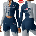 New England Patriots Zipper Sports Top Women Gym Long Sleeves for Fitness SPTSLS054