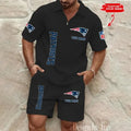 New England Patriots Men’s Waffle Pattern Half Zipper Shirt And Short BSPTWHZSS087