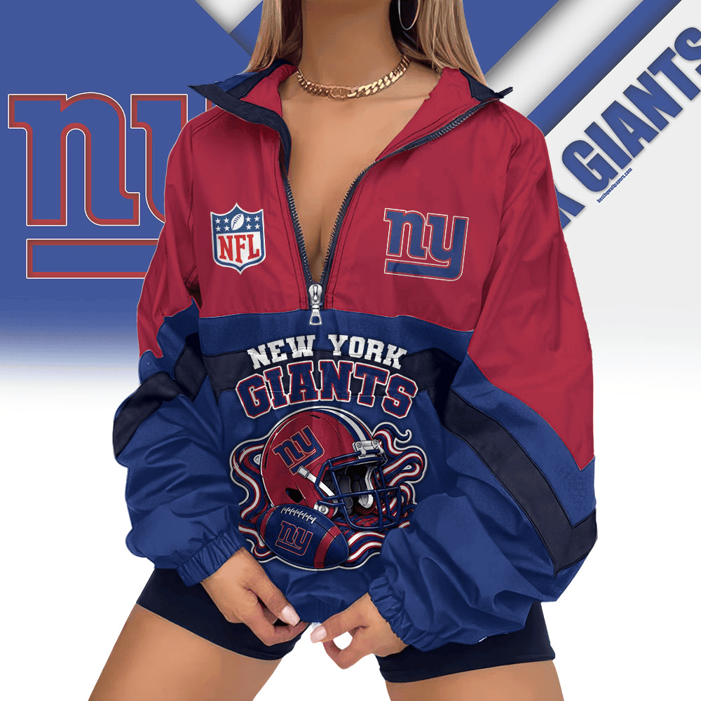 New York Giants | Premium NFL Championship Vibe V-Neck Zipper Sweatshirt Jackets NTH1