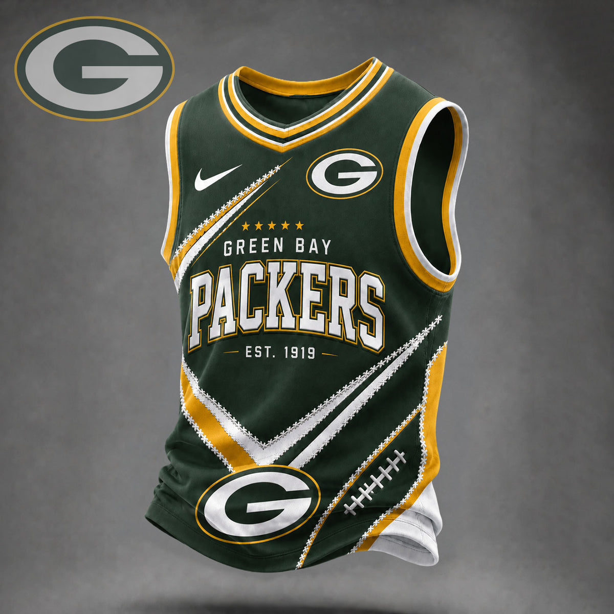 Green Bay Packers | Premium NFL Game Day V-neck Tank Top Jersey VAN06