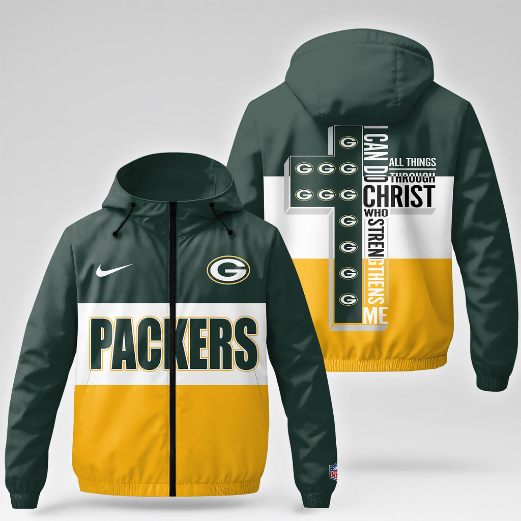 Green Bay Packers | Premium NFL Strength Through Christ Windbreaker Jacket NTH1