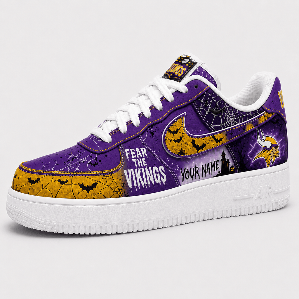 Minnesota Vikings | Premium NFL Fear The Team Halloween AF1 Sneakers - VA32175