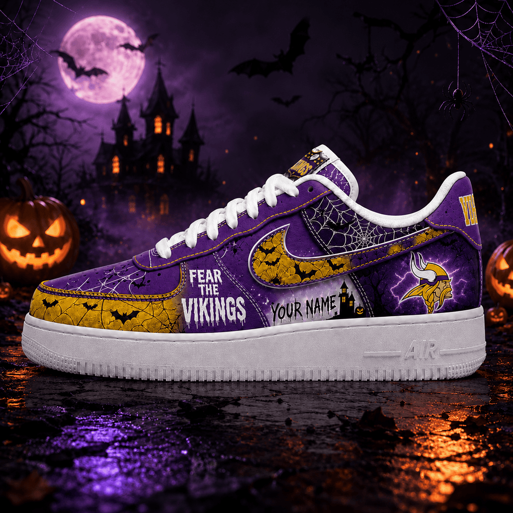 Minnesota Vikings | Premium NFL Fear The Team Halloween AF1 Sneakers - VA32175