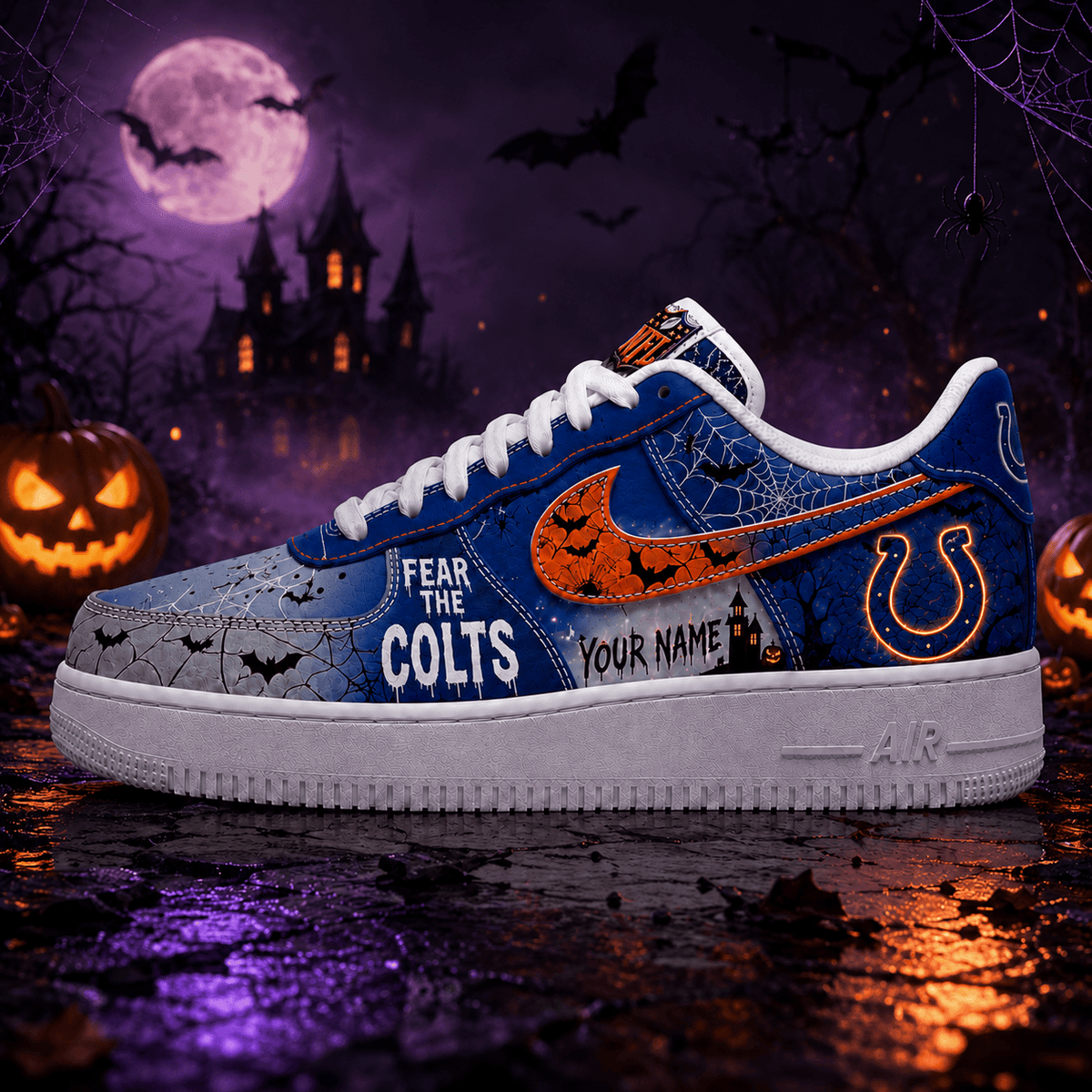 Indianapolis Colts | Premium NFL Fear The Team Halloween AF1 Sneakers - VA32174