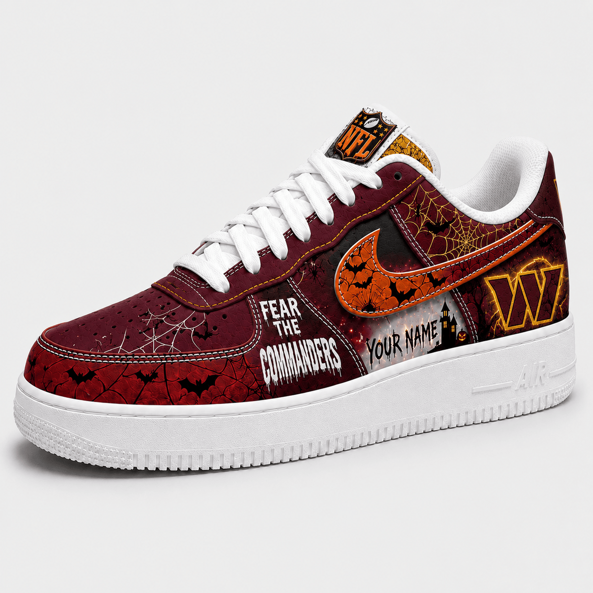 Washington Commanders | Premium NFL Fear The Team Halloween AF1 Sneakers - VA32171