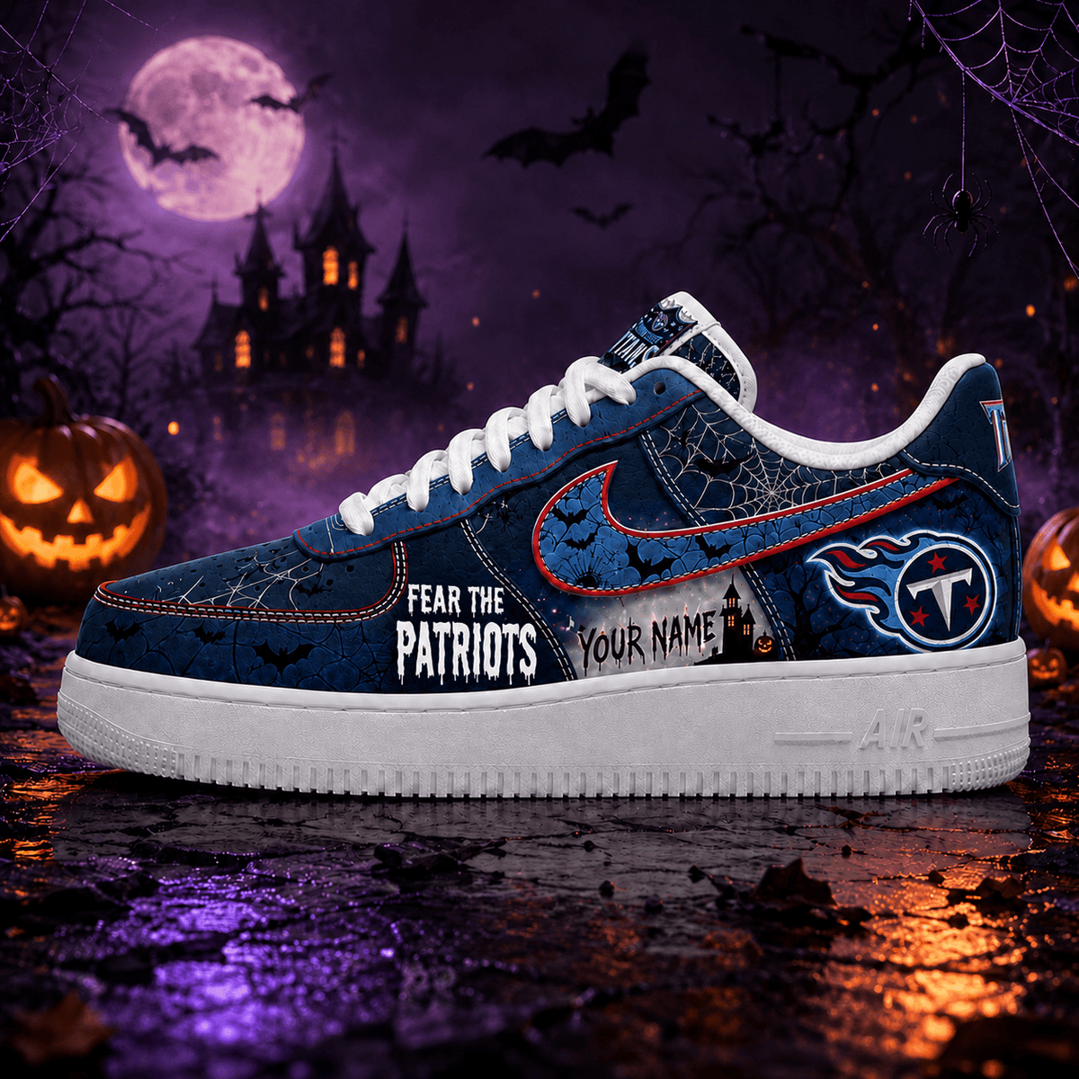 Tennessee Titans | Premium NFL Fear The Team Halloween AF1 Sneakers - VA32177