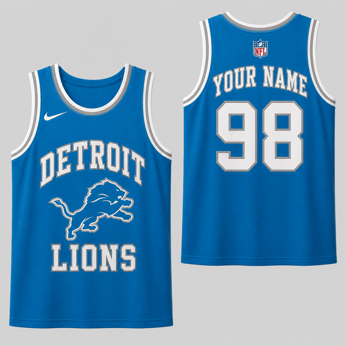 Detroit Lions | Premium NFL Personalized Team Custom Name Number Sports Tank Top NDN122