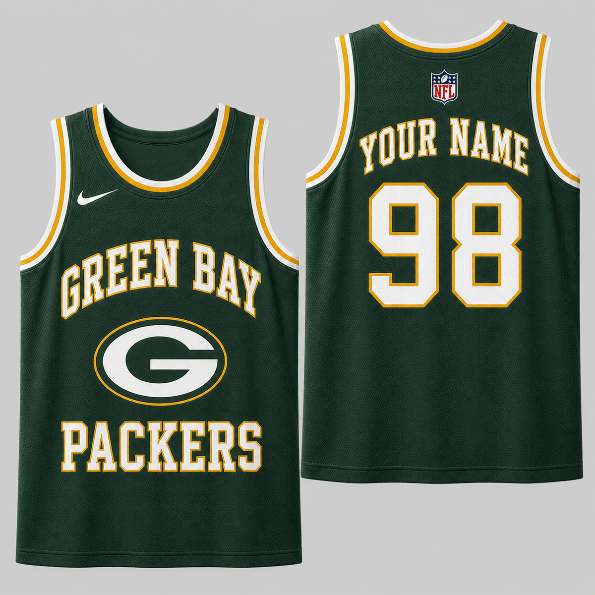 Green Bay Packers | Premium NFL Personalized Team Custom Name Number Sports Tank Top NDN101