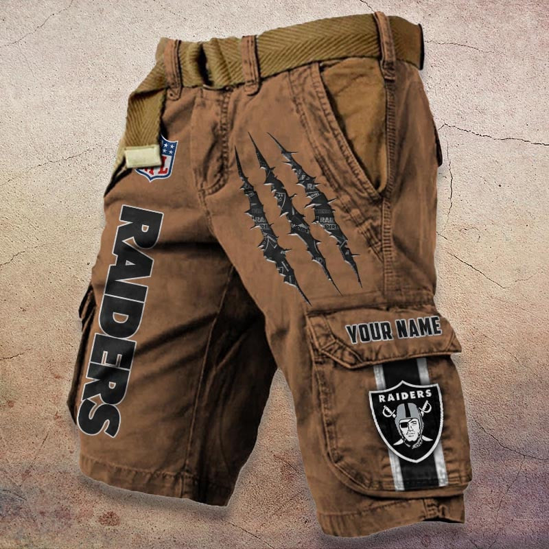 Las Vegas Raiders Pocket Print Cargo Shorts (Belt Not Included) S9MCS082