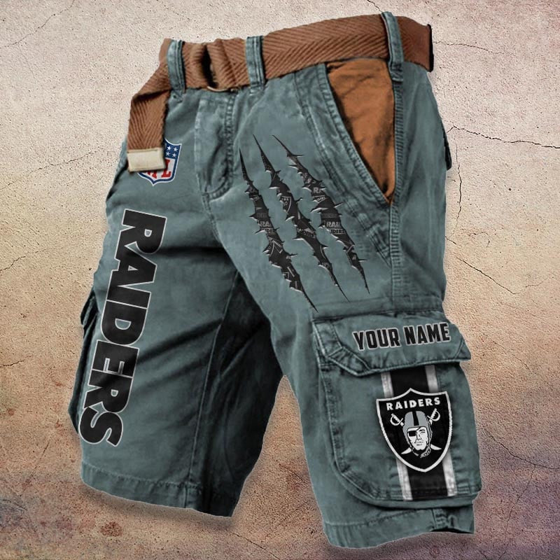 Las Vegas Raiders Pocket Print Cargo Shorts (Belt Not Included) S9MCS082