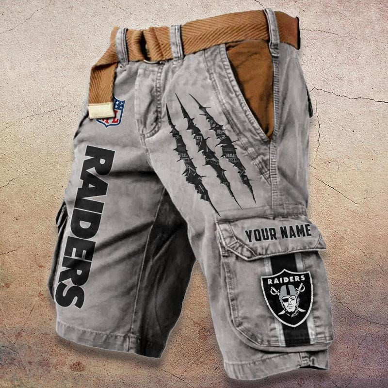 Las Vegas Raiders Pocket Print Cargo Shorts (Belt Not Included) S9MCS082