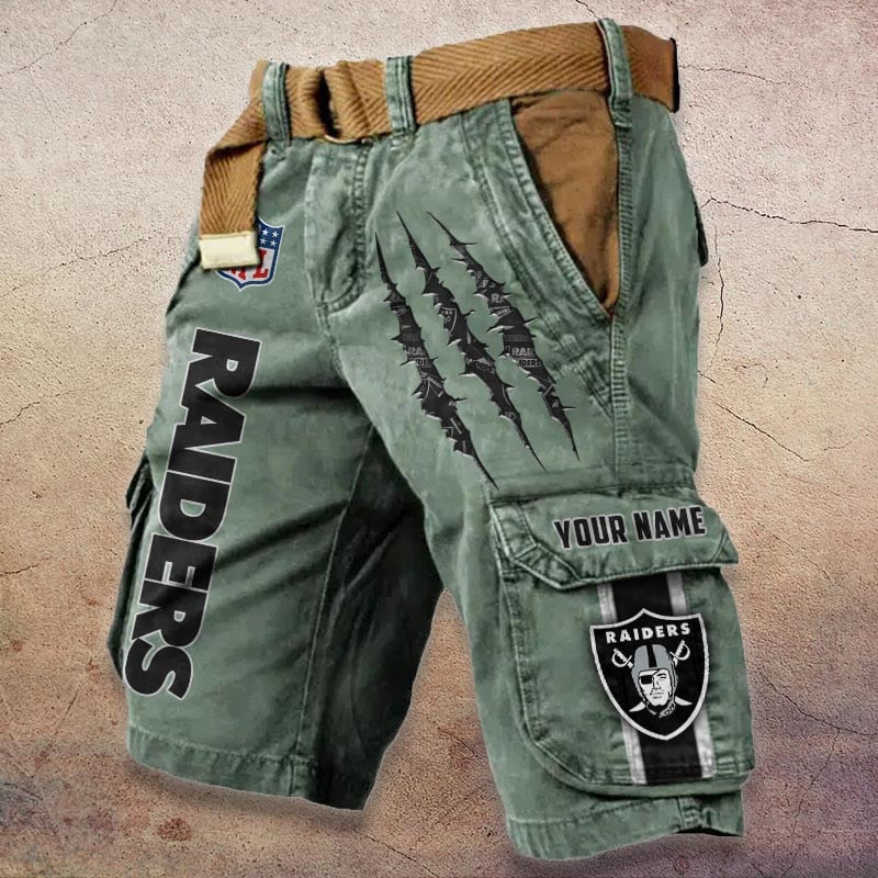 Las Vegas Raiders Pocket Print Cargo Shorts (Belt Not Included) S9MCS082