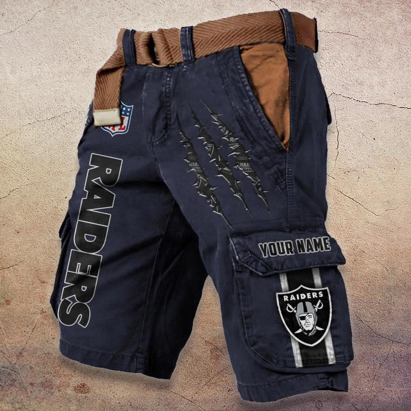 Las Vegas Raiders Pocket Print Cargo Shorts (Belt Not Included) S9MCS082