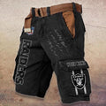 Las Vegas Raiders Pocket Print Cargo Shorts (Belt Not Included) S9MCS082