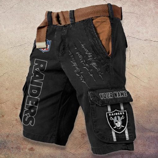 Las Vegas Raiders Pocket Print Cargo Shorts (Belt Not Included) S9MCS082