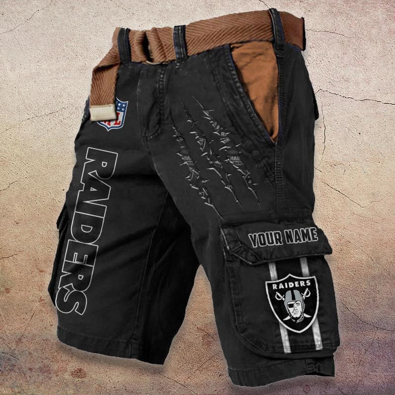 Las Vegas Raiders Pocket Print Cargo Shorts (Belt Not Included) S9MCS082