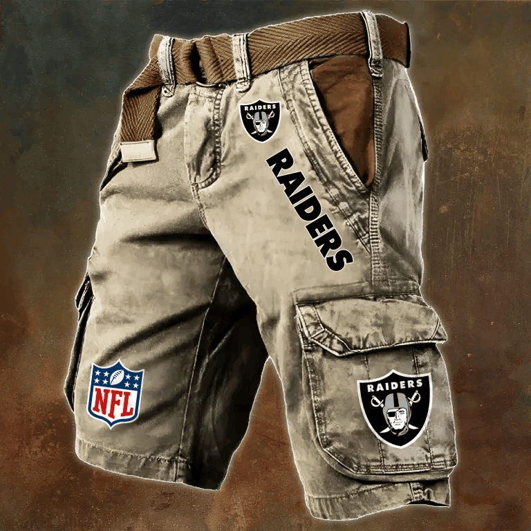 Las Vegas Raiders Pocket Print Cargo Shorts (Belt Not Included) S9MCS017