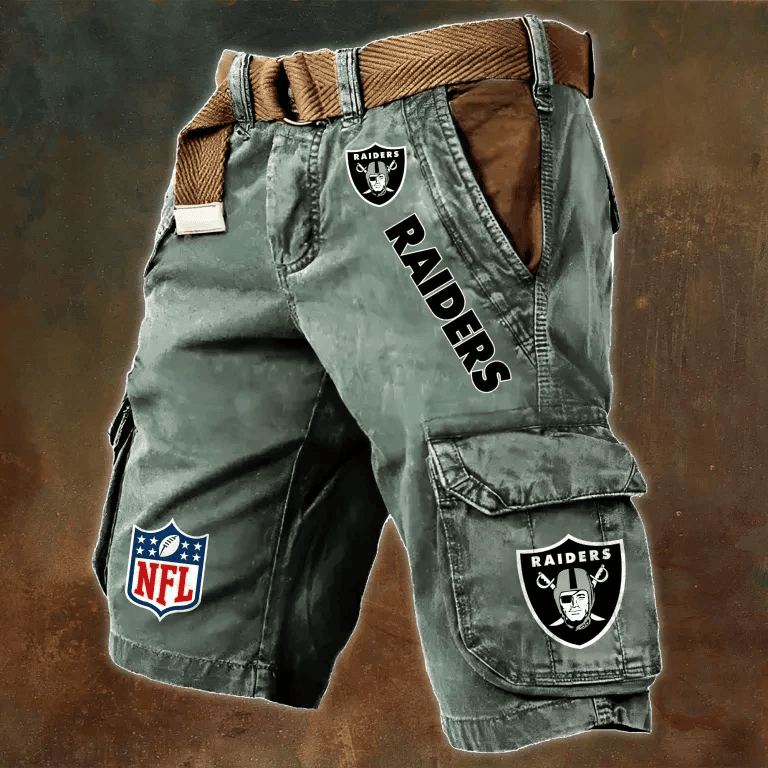Las Vegas Raiders Pocket Print Cargo Shorts (Belt Not Included) S9MCS017