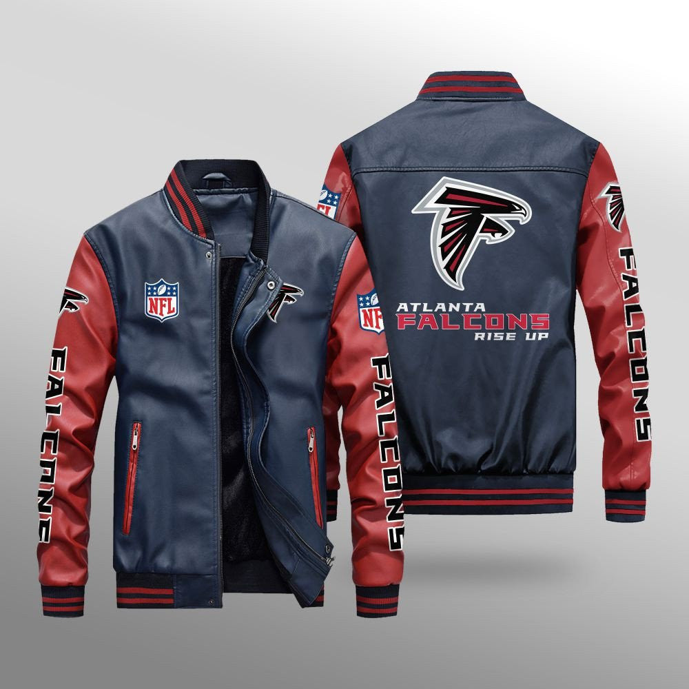 Atlanta Falcons Premium Fleece-Lined Leather Bomber Jacket BG49