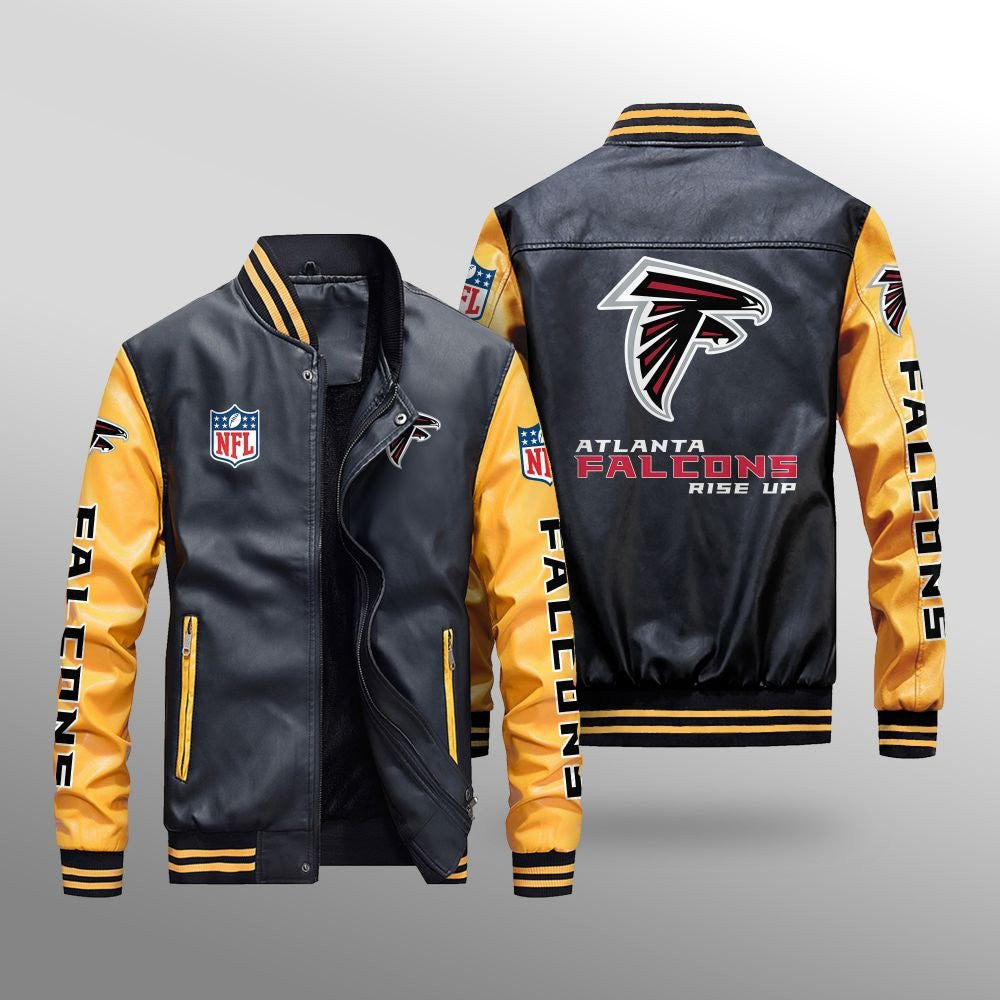 Atlanta Falcons Premium Fleece-Lined Leather Bomber Jacket BG49