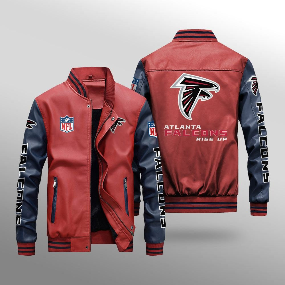 Atlanta Falcons Premium Fleece-Lined Leather Bomber Jacket BG49