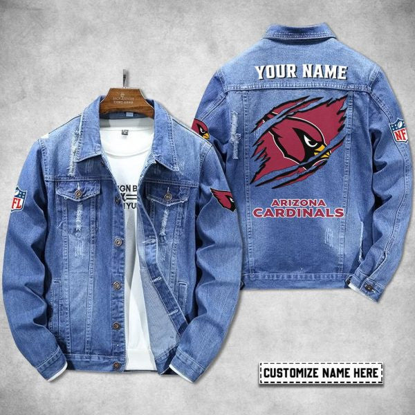 Arizona Cardinals Personalized Premium Denim Jacket S9DJ040