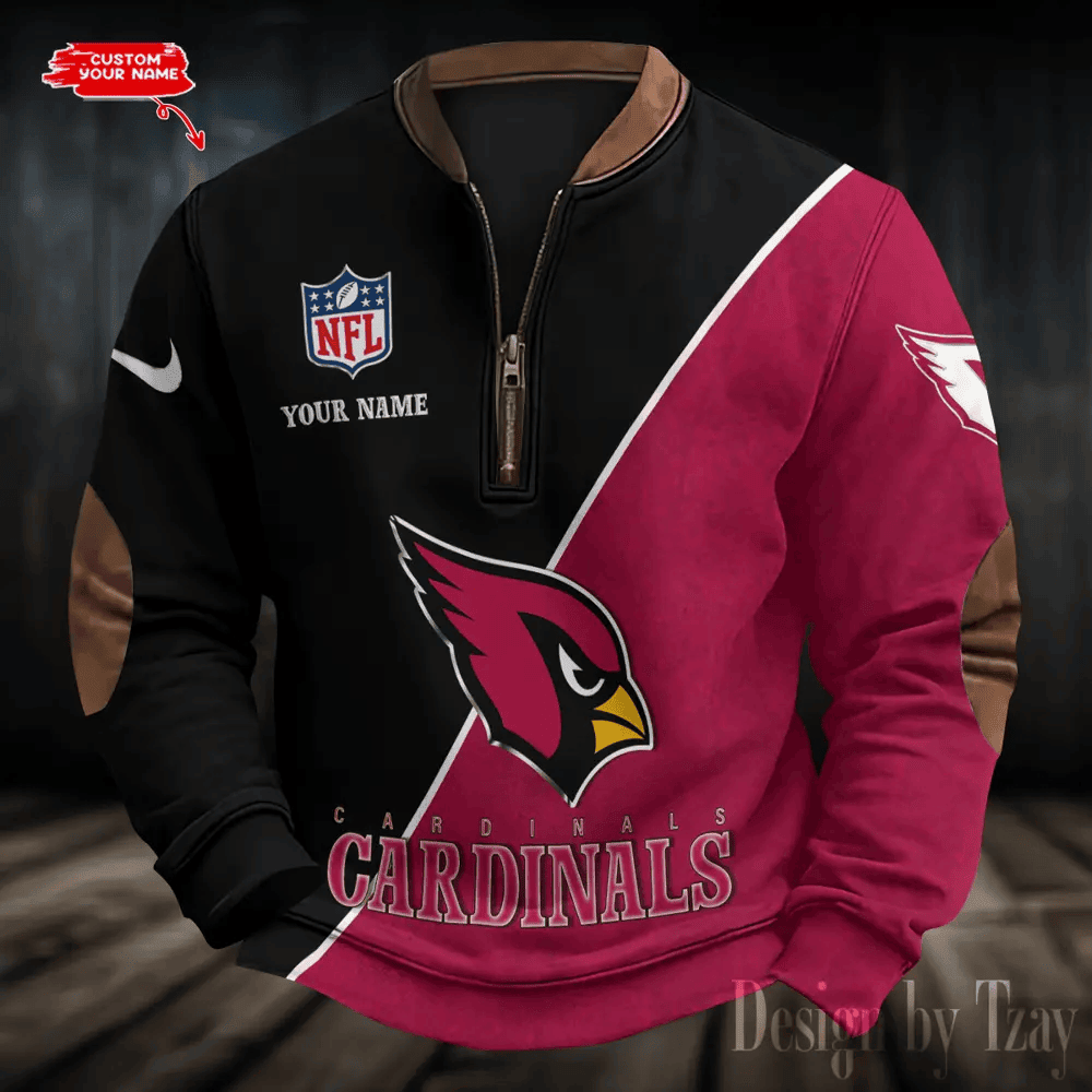 S9MPZNS129-Arizona Cardinals Premium Personalized Game-Day Quarter-Zip