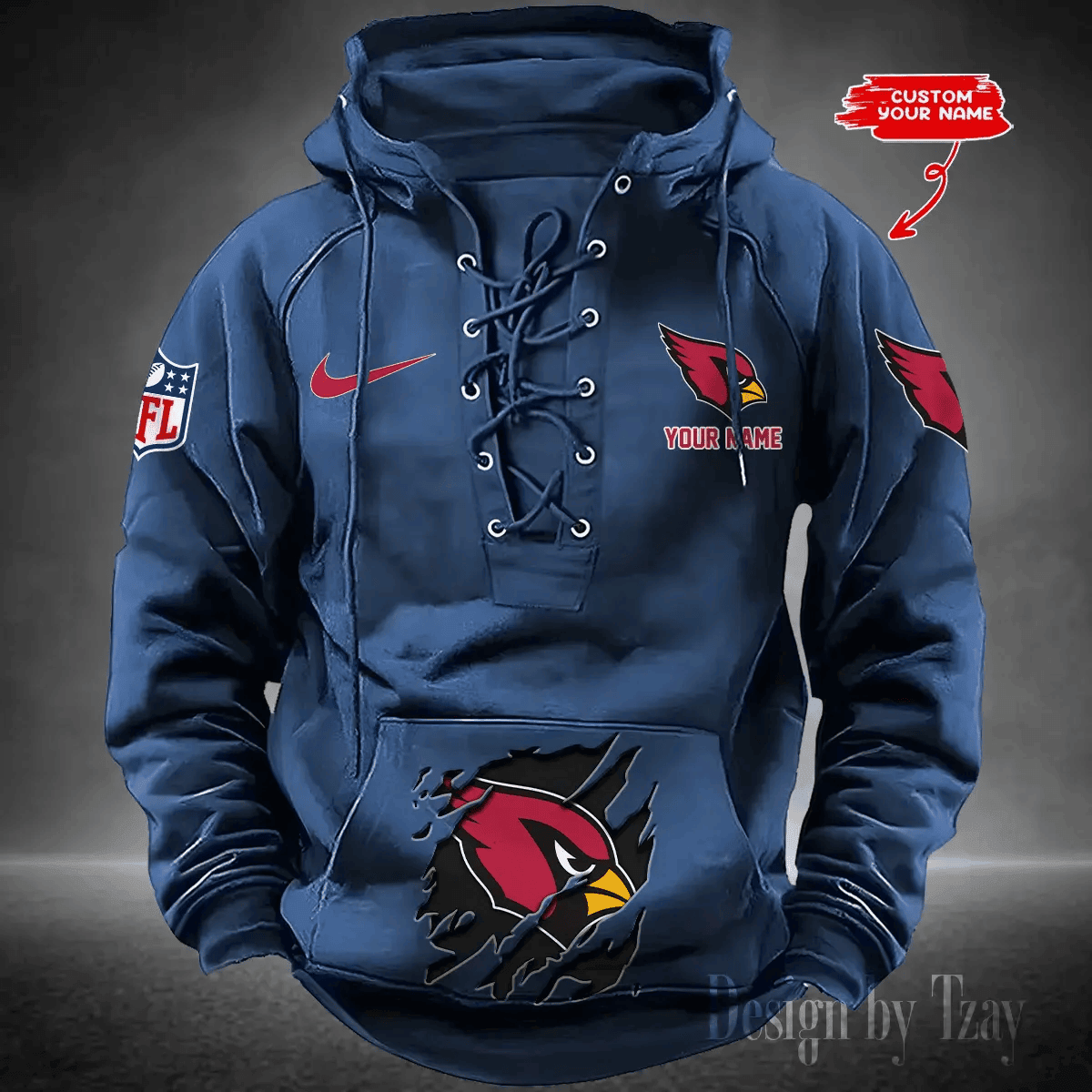 SPTS9HLUH001-Arizona Cardinals Men's Hooded Lace-up Hoodie