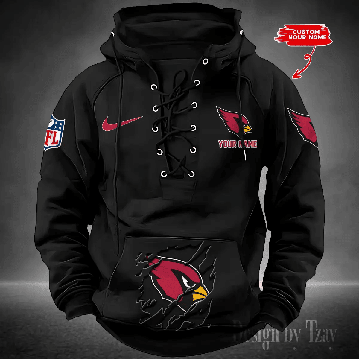 SPTS9HLUH001-Arizona Cardinals Men's Hooded Lace-up Hoodie