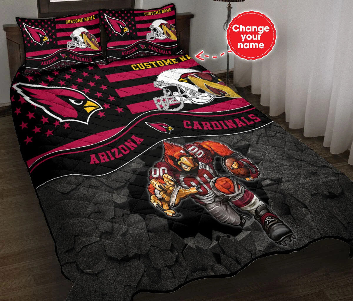 Arizona Cardinals Personalized Quilt Set BG01