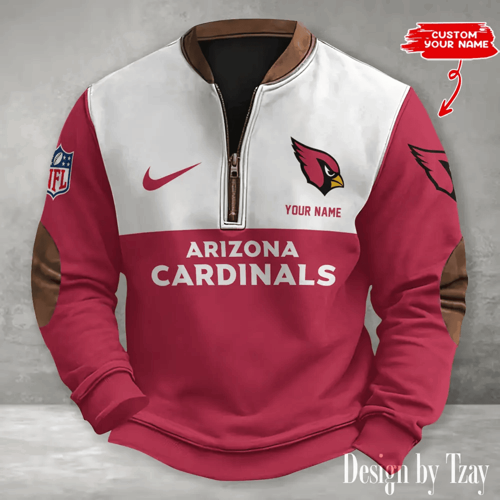 S9MPZNS110-Arizona Cardinals Premium Personalized Game-Day Quarter-Zip