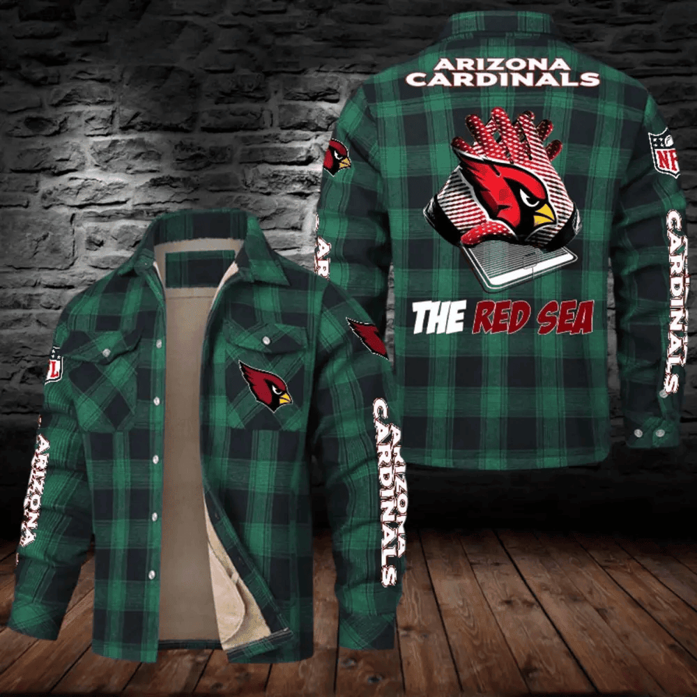Arizona Cardinals Fleece Plaid Jacket Casual Loose Cotton Jacket WINFSJF20435