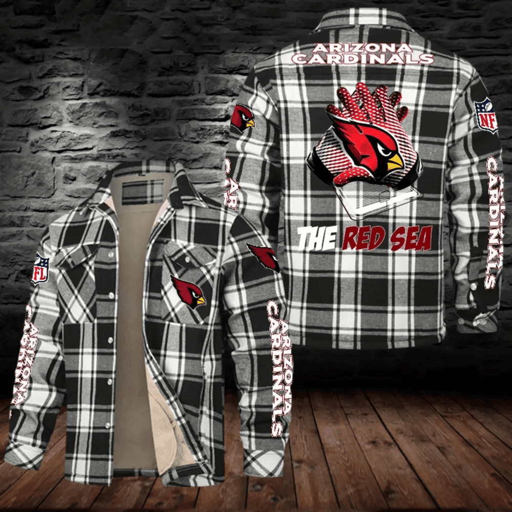 Arizona Cardinals Fleece Plaid Jacket Casual Loose Cotton Jacket WINFSJF20435