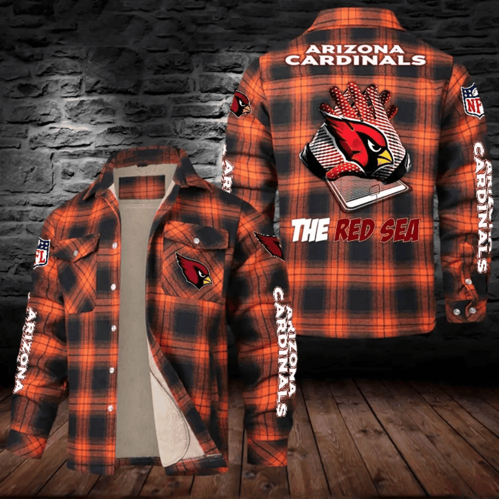 Arizona Cardinals Fleece Plaid Jacket Casual Loose Cotton Jacket WINFSJF20435