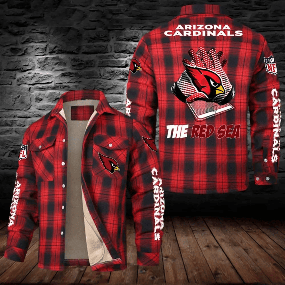 Arizona Cardinals Fleece Plaid Jacket Casual Loose Cotton Jacket WINFSJF20435