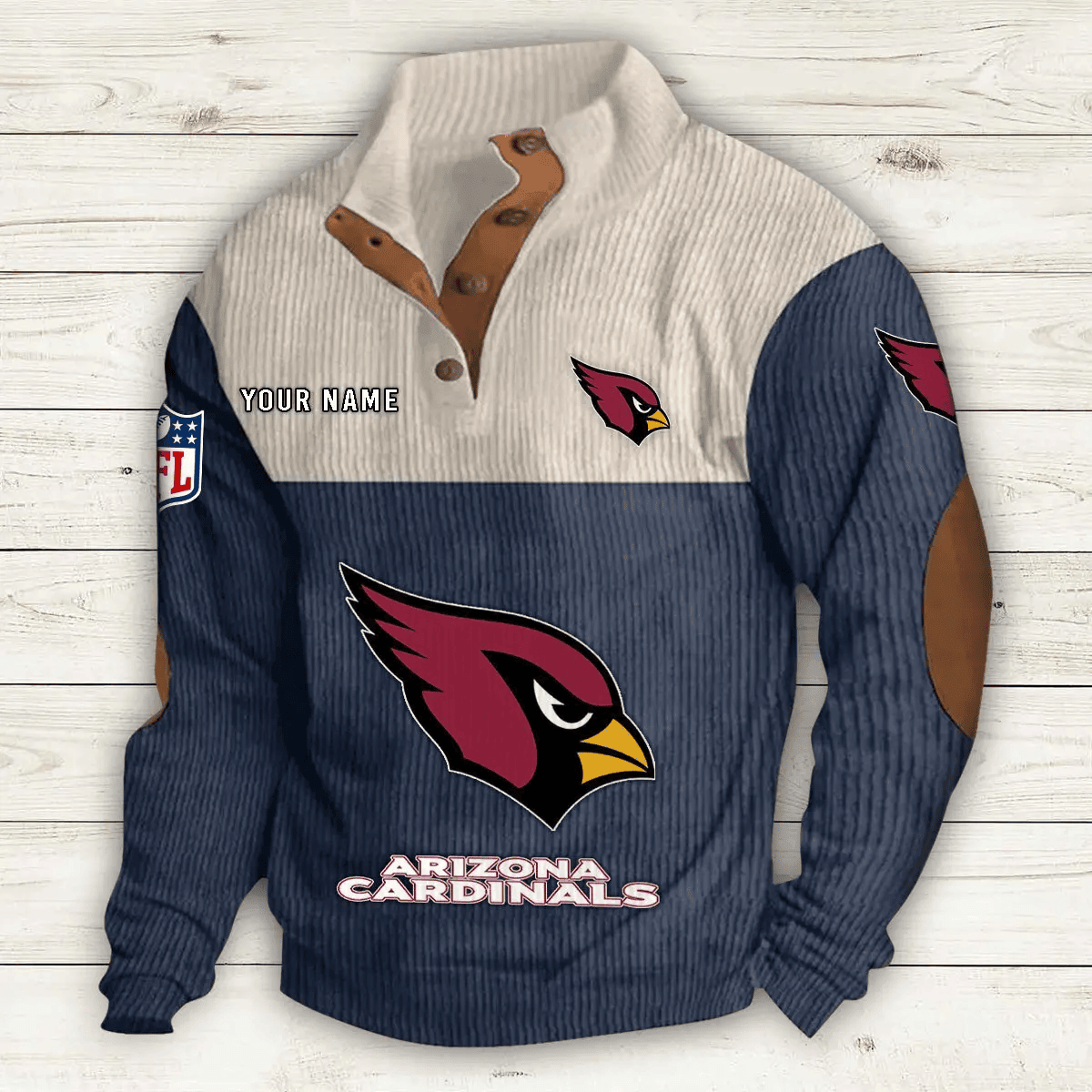 Arizona Cardinals S9DBSCH636 Premium Stand-Collar Game-Day Pullover - Engineered Warmth & Personalized Name