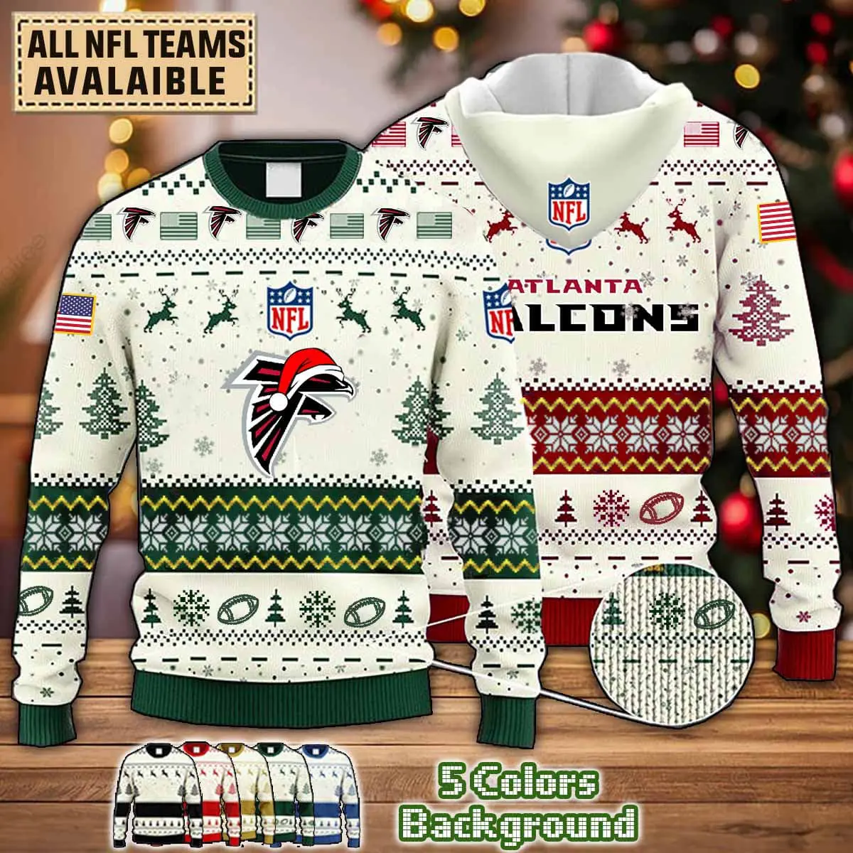 Atlanta Falcons NFL AOP Ugly Sweater Hoodie