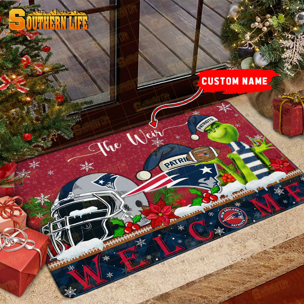 New England Patriots Christmas Personalized Doormat BGDMM559