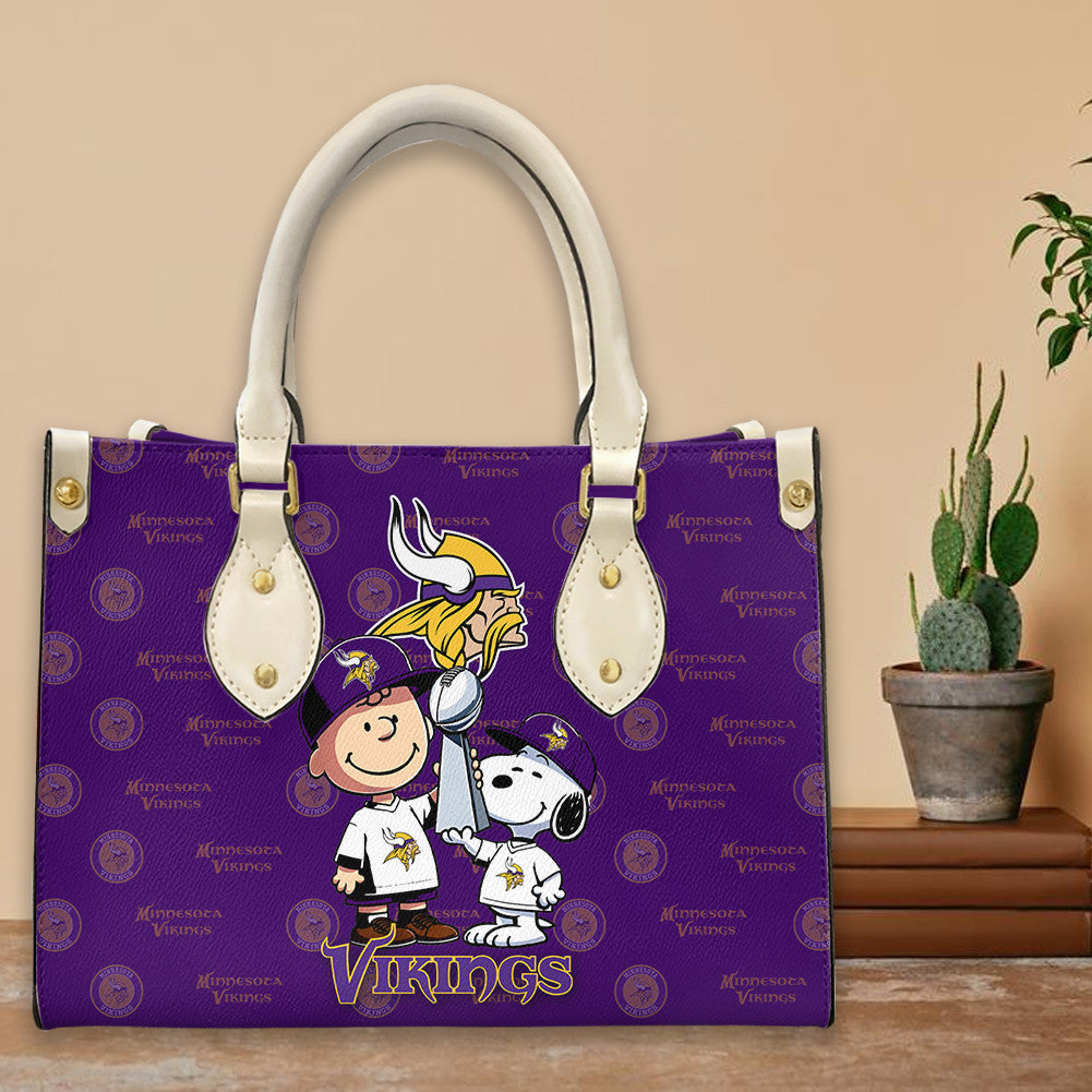 Minnesota Vikings Personalized Leather Hand Bag BBLTHB830